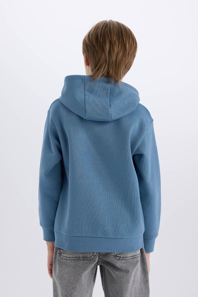 GARÇONS Bleu Sweat à capuche imprimé à Coupe Régulière avec Poche