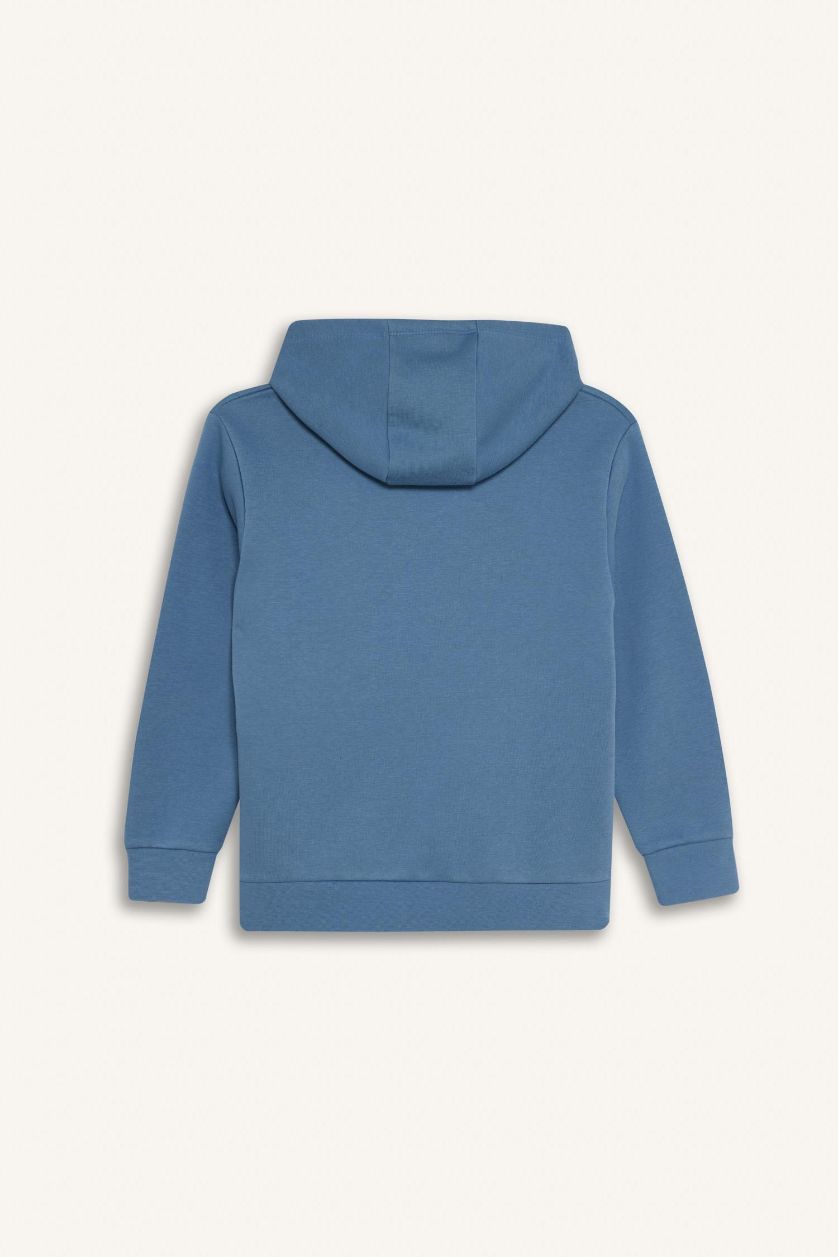 GARÇONS Bleu Sweat à capuche imprimé à Coupe Régulière avec Poche