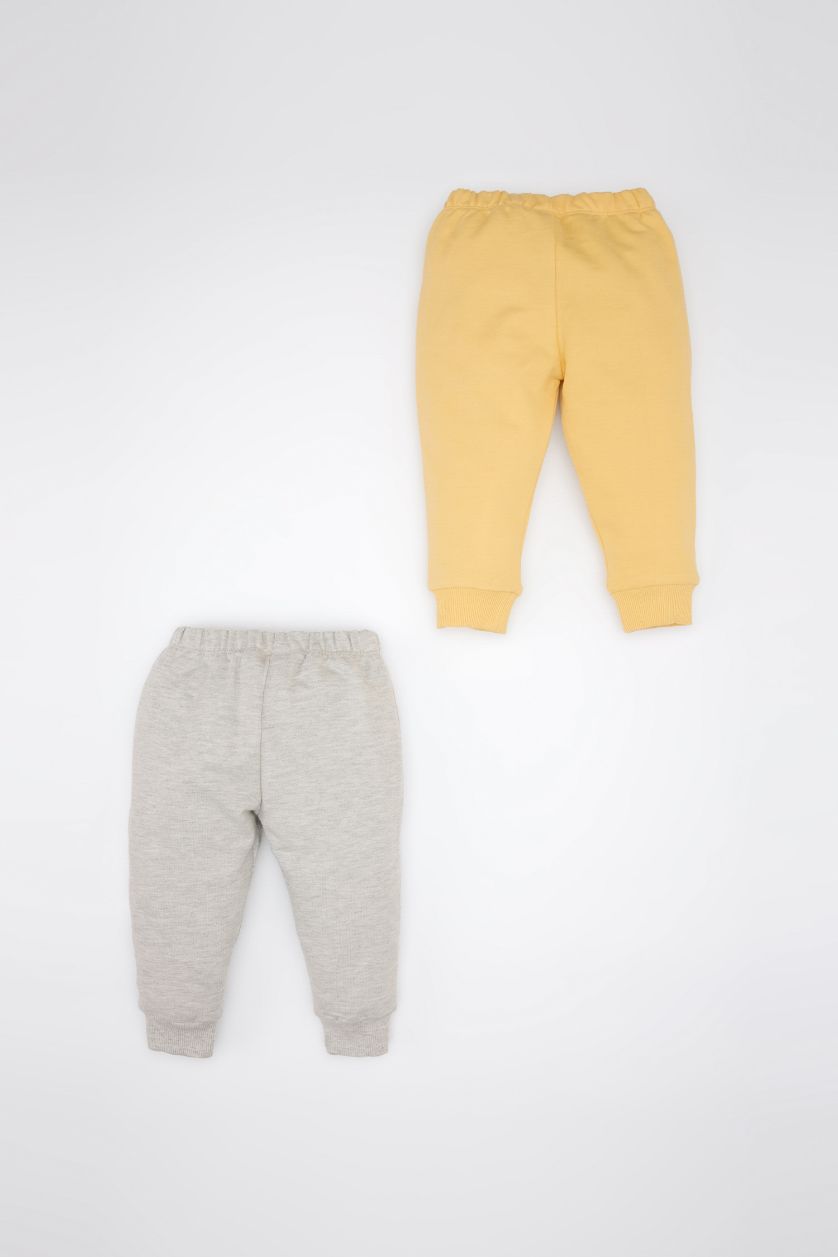 Erkek Bebek Açık Gri Beli Lastikli Basic Düz 2'li Eşofman Altı Erkek Bebek
