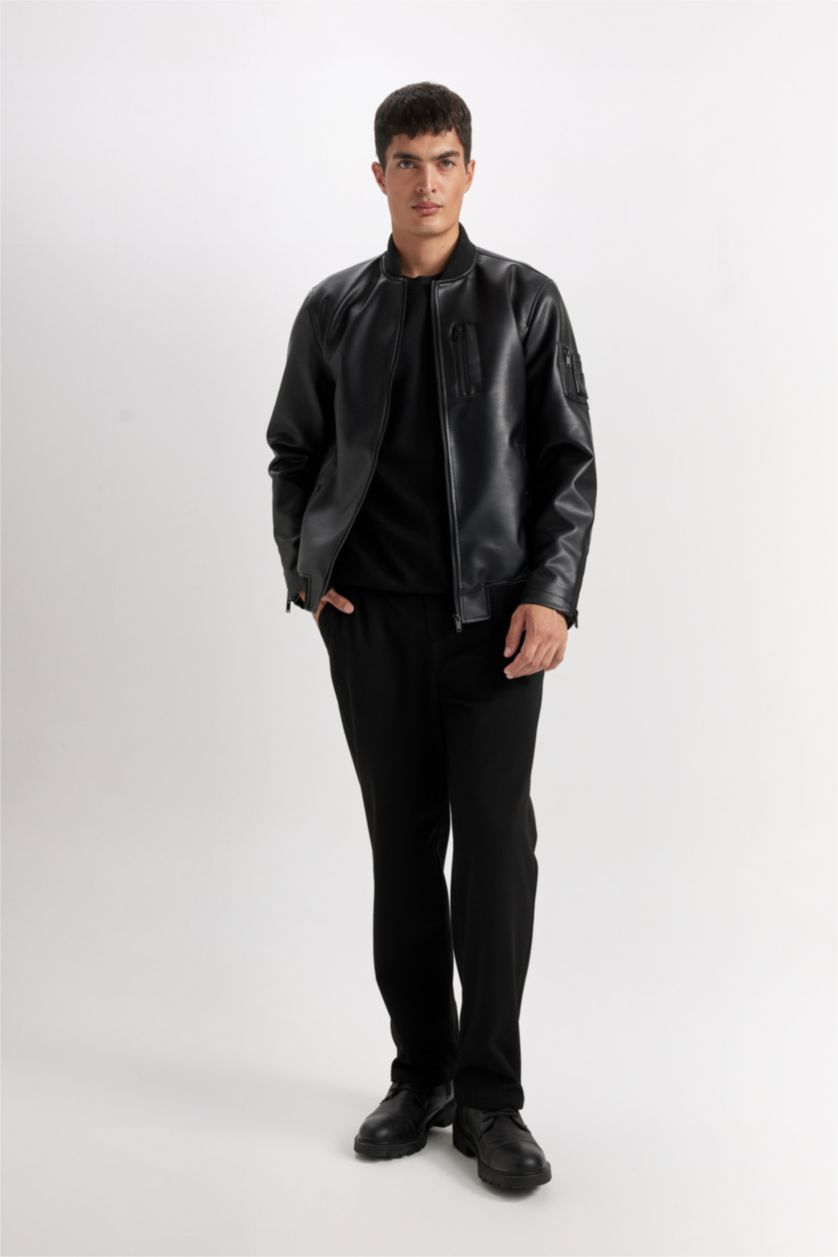 Erkek Siyah Su İtici Fermuarlı Mont