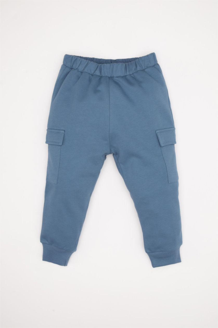 Erkek Bebek Mavi 2'li Takım Baskılı Sweatshirt Eşofman Altı Erkek Bebek