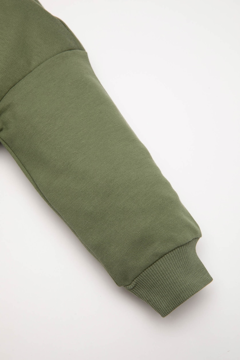 Erkek Bebek Haki 2'li Takım Baskılı Sweatshirt Eşofman Altı Erkek Bebek