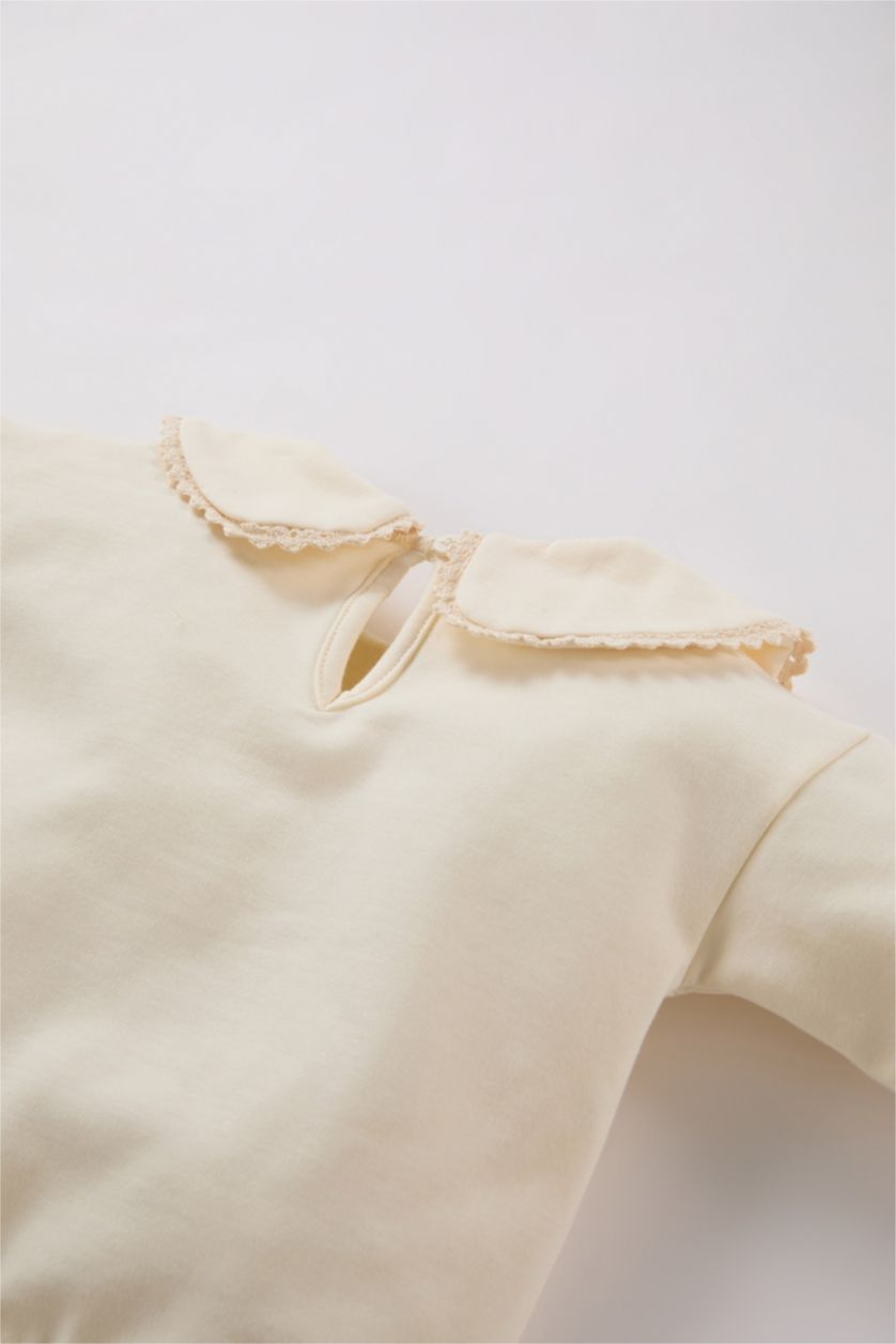 Kız Bebek Kırmızı Kız Bebek 2'li Takım Büyük Yaka Uzun Kollu Üst Kareli Şort