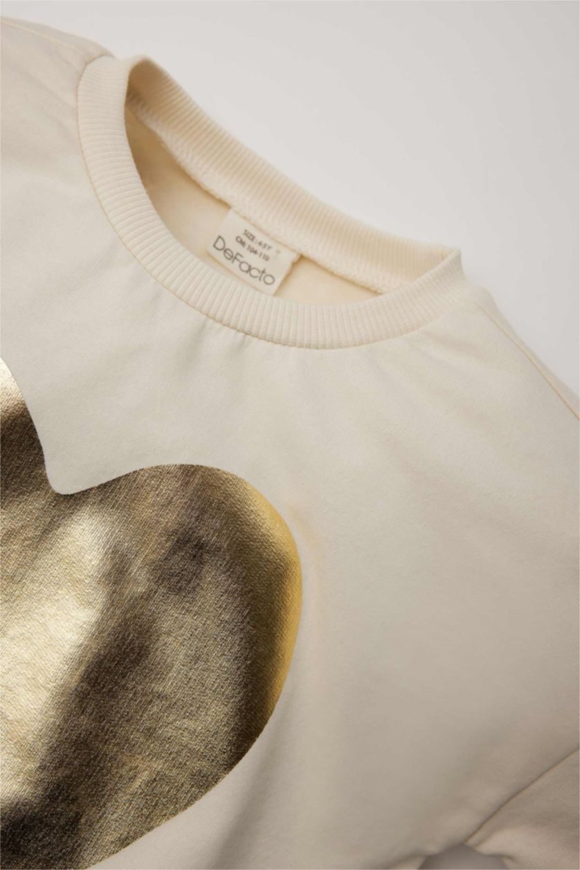 BÉBÉ FILLE Écru Ensemble Sweatshirt imprimé cœur brillant et Legging à jambes évasées pour Bébé Fille