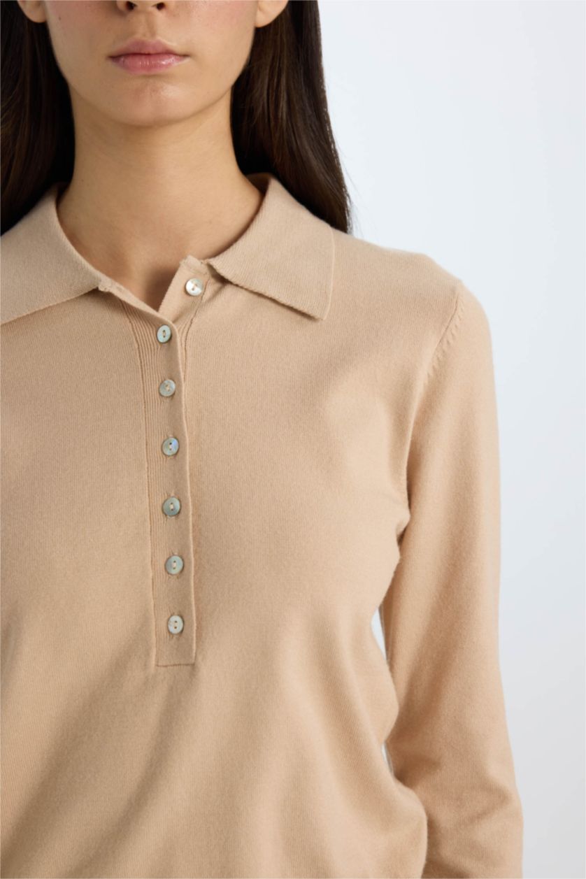 Әйелдерге ашық реңк қалыпты пішім поло жаға Пулловер