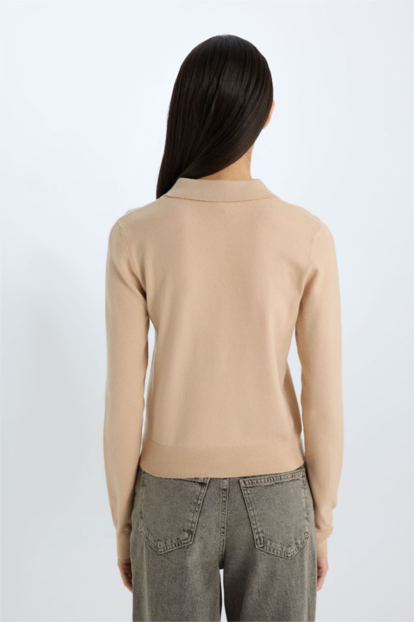 Әйелдерге ашық реңк қалыпты пішім поло жаға Пулловер