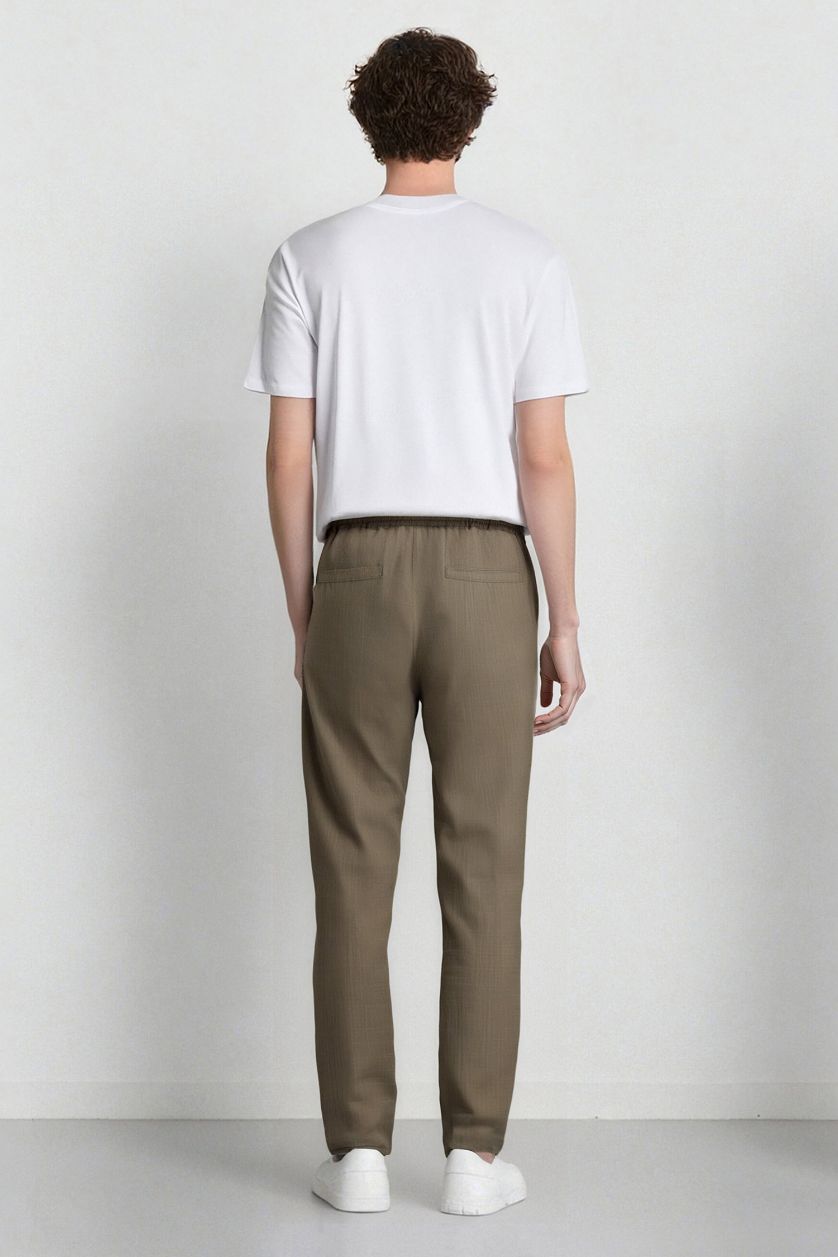 Мужчины Хаки Regular Fit Сшитые Брюки