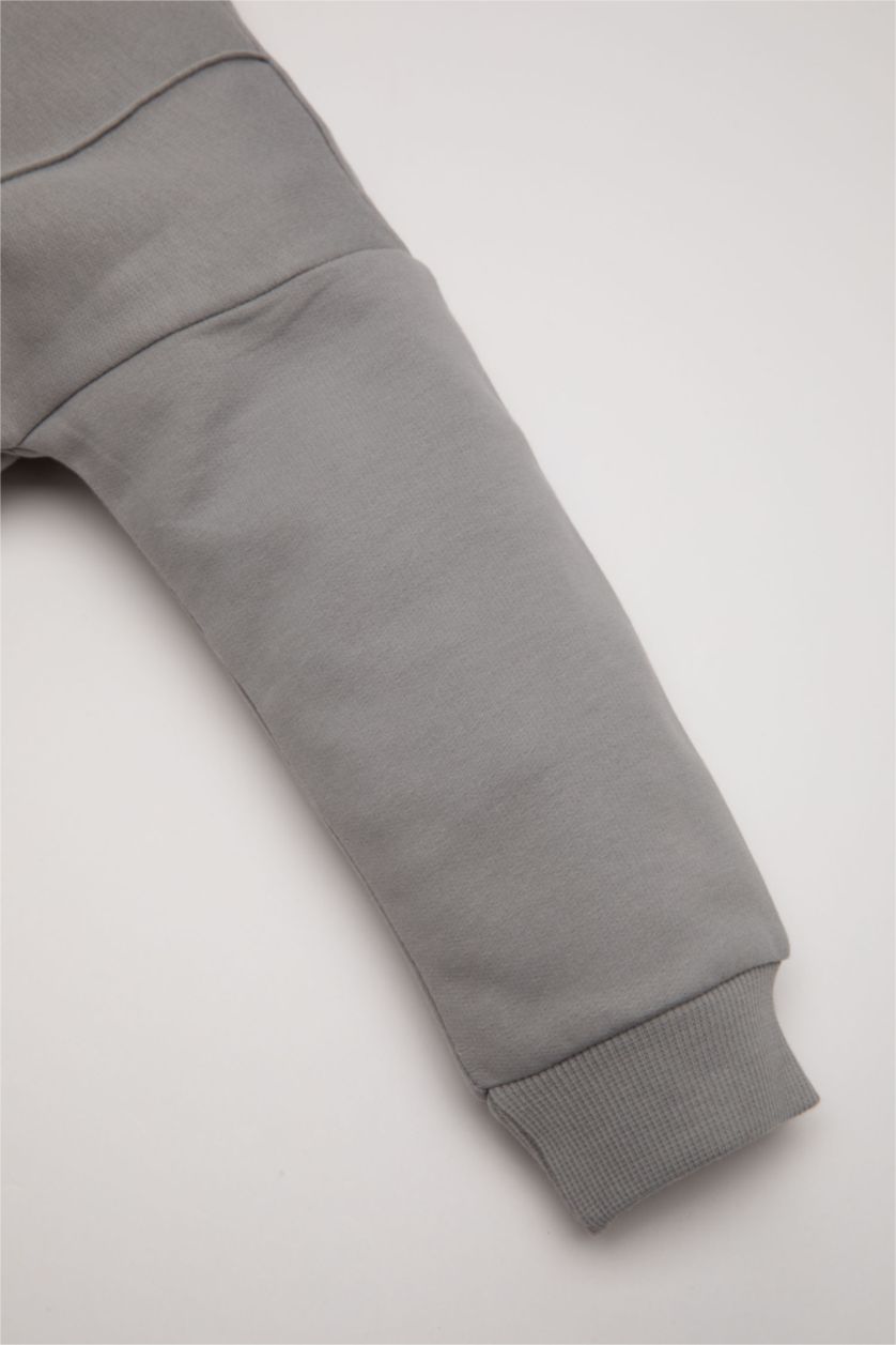 Erkek Bebek Gri Erkek Bebek 2'li Takım Baskılı İnce Sweatshirt Eşofman Altı