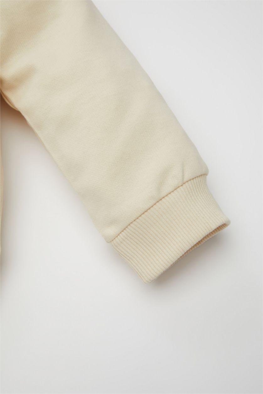Erkek Bebek Bej Erkek Bebek 2'li Takım Baskılı Sweatshirt Eşofman Altı