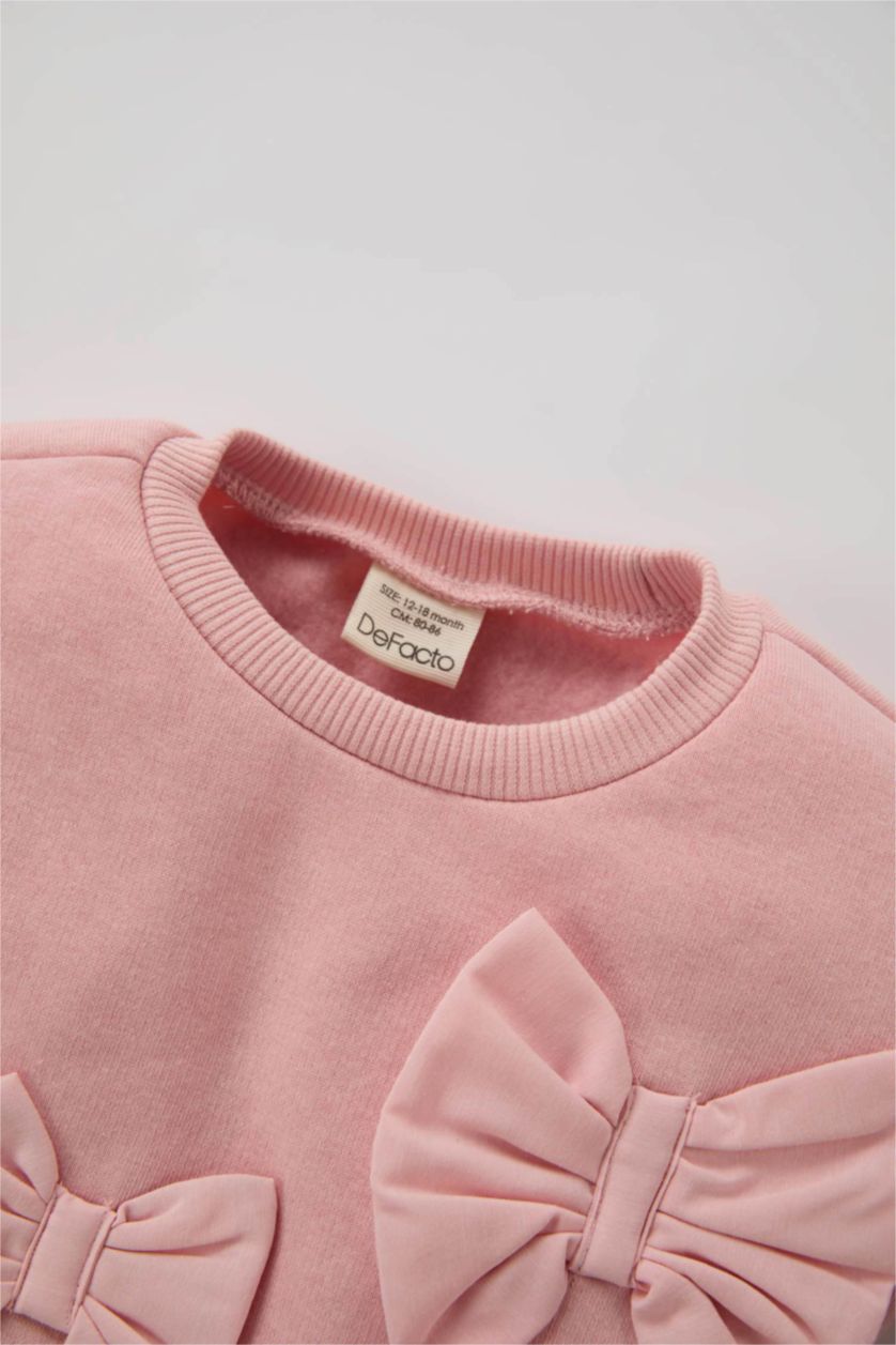 طفلة صغيرة زهري سويت شيرت قصة عادية برقبة مستديرة للبيبي بنت