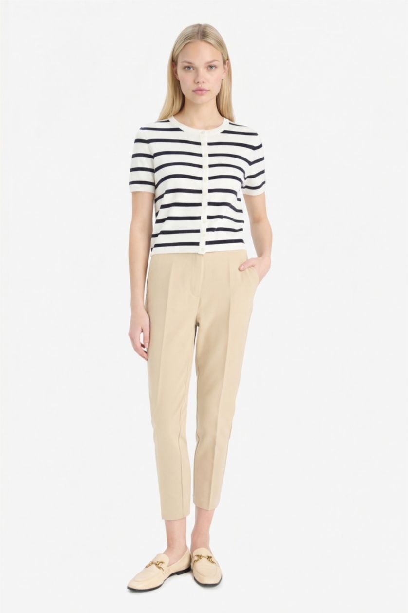 WOMAN Ecru Regular Fit Crew Neck Cardigan