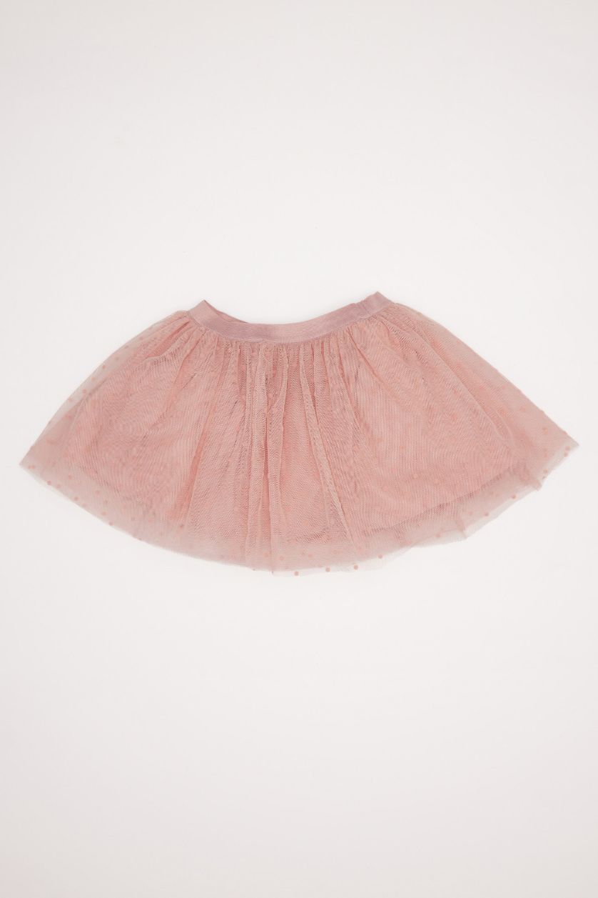 Kız Bebek Pembe Kız Bebek 2'li Takım Parlak Baskılı Sweatshirt Tütü Etek