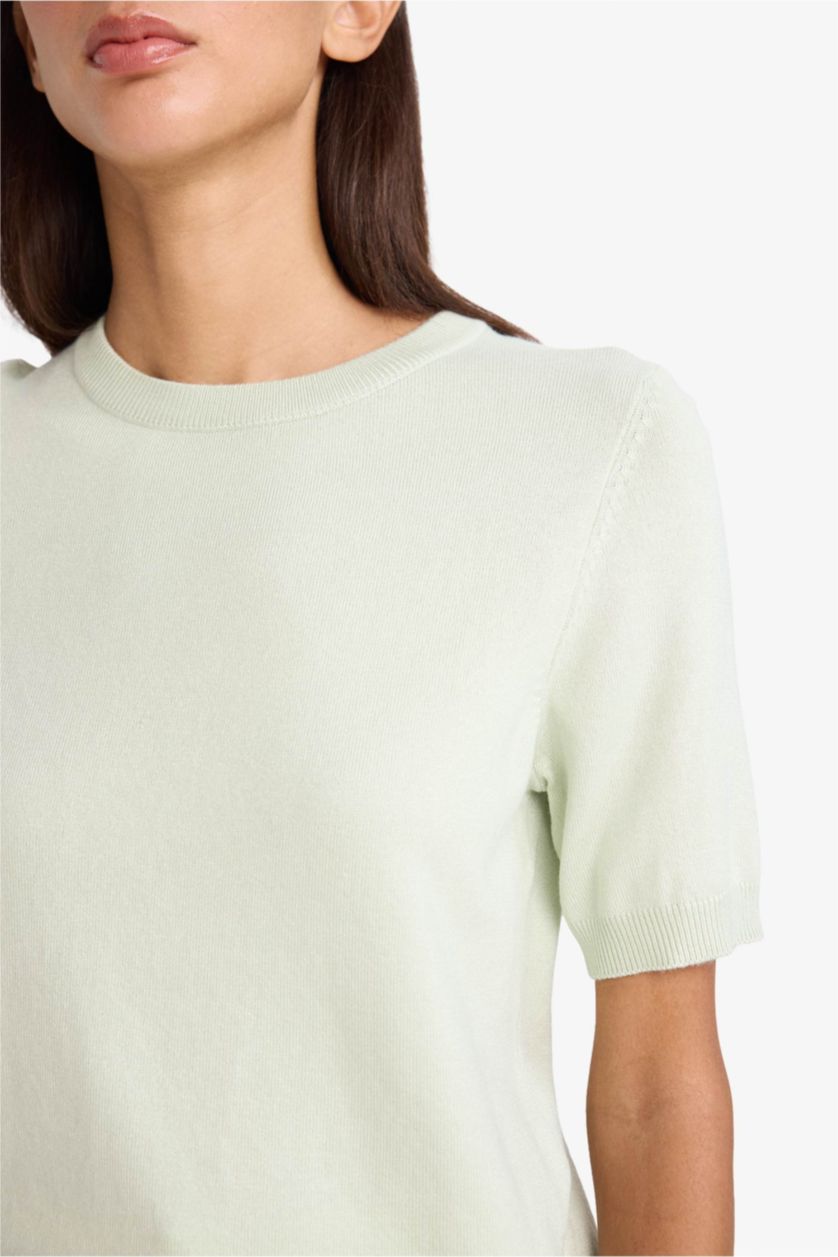 Женщины Светло-мятный Пуловер стандартного кроя с круглым вырезом для женщин