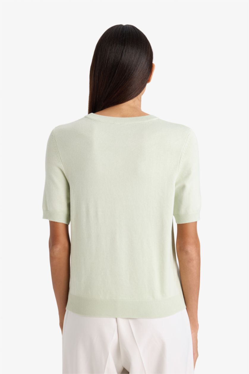 Женщины Светло-мятный Пуловер стандартного кроя с круглым вырезом для женщин