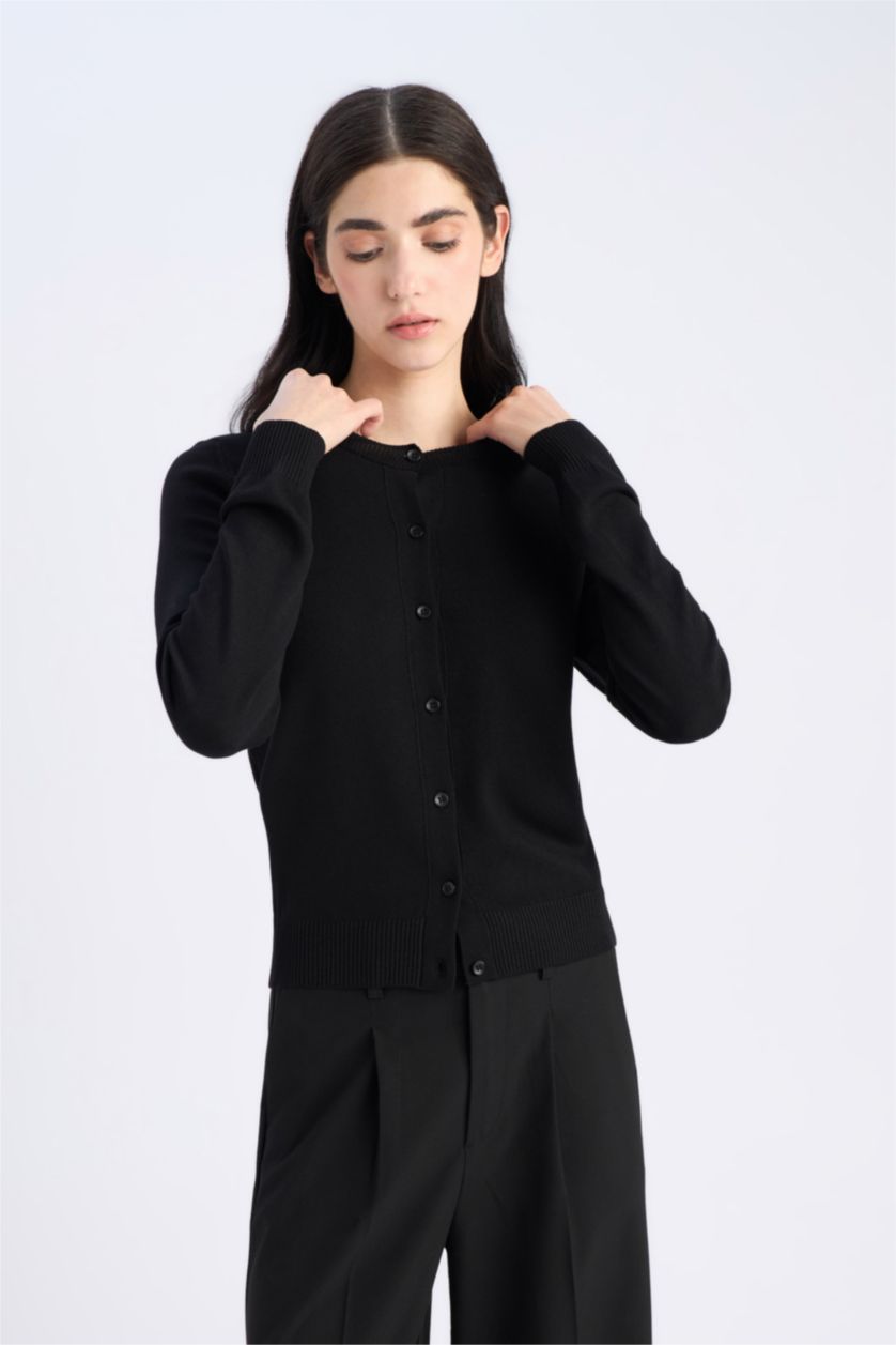 نساء أسود Regular Fit Cardigan