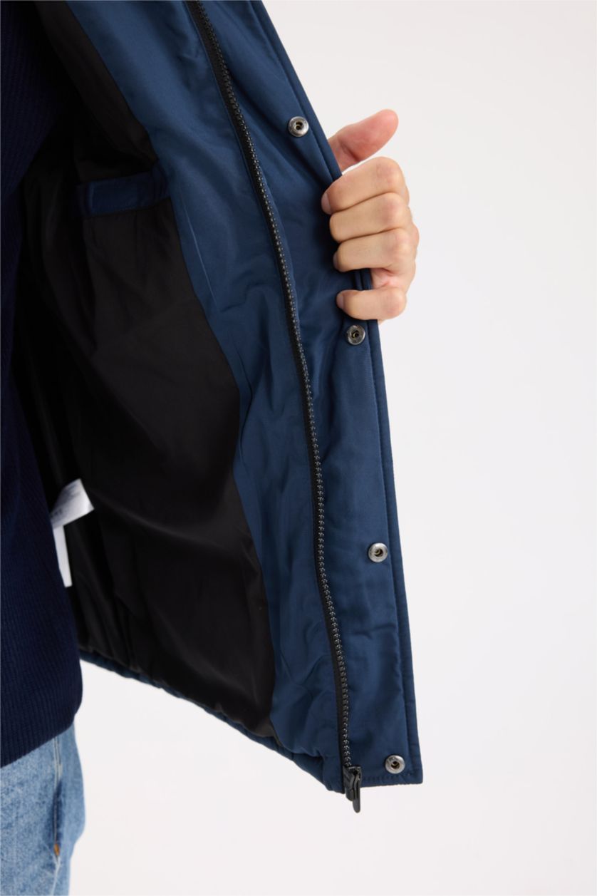 Erkek Lacivert Kapüşonlu Şişme Yelek