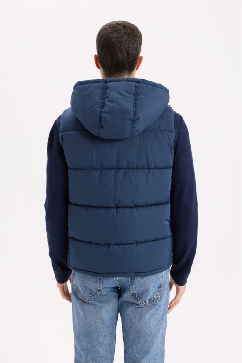 Erkek Lacivert Kapüşonlu Şişme Yelek