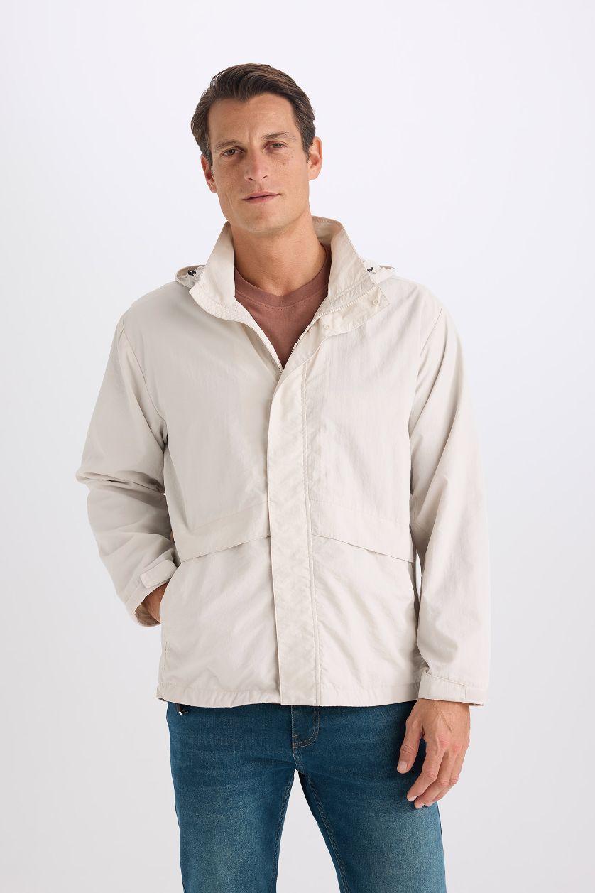 Erkek Taş Su İtici Kapüşonlu Yağmurluk