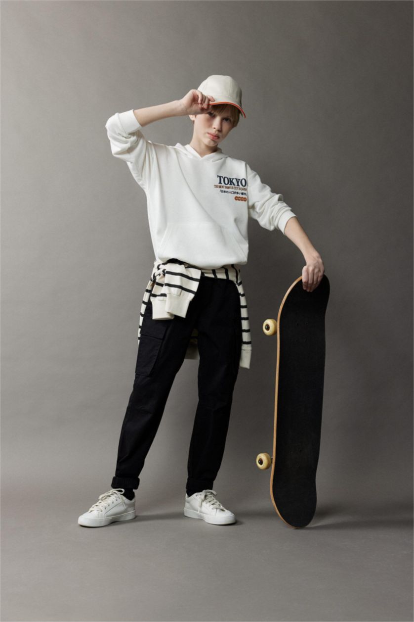 أولاد أسود بنطلون كارجو ولادي جوجر برجل عادية بجيب