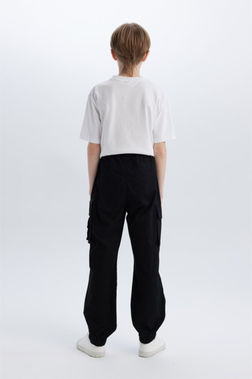 أولاد أسود بنطلون كارجو ولادي جوجر برجل عادية بجيب