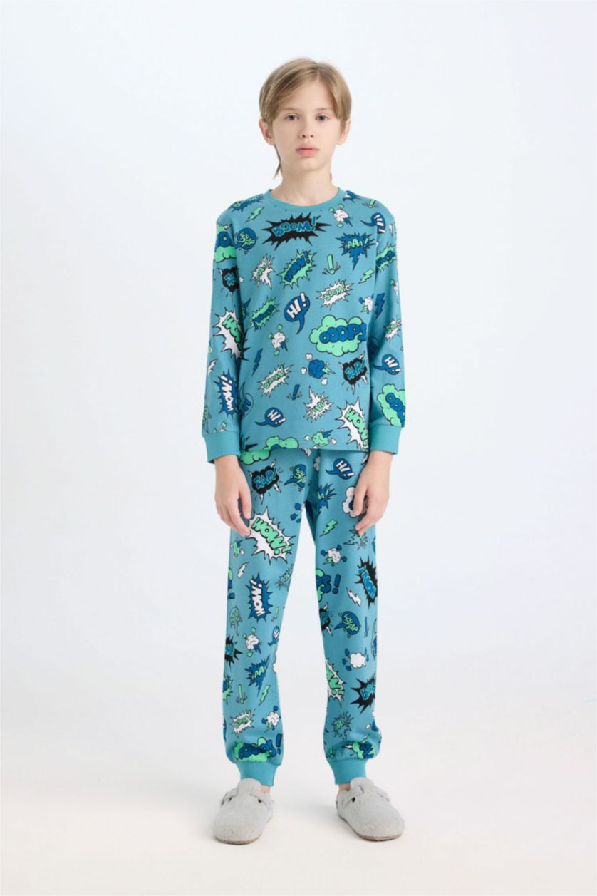 GARÇONS Bleu Ensemble Pyjama à motifs Top à manches longues et Bas à taille élastique pour Fille