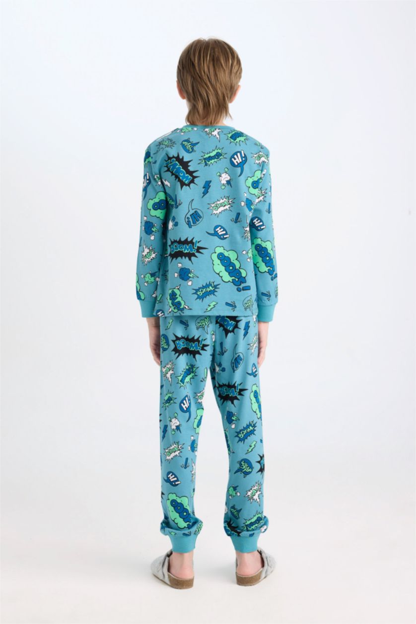 GARÇONS Bleu Ensemble Pyjama à motifs Top à manches longues et Bas à taille élastique pour Fille