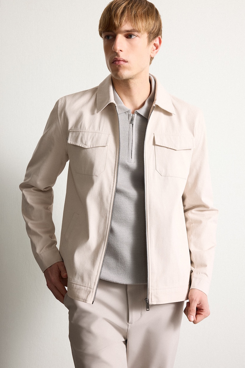 Men Stone Zipper Puffer Jacket