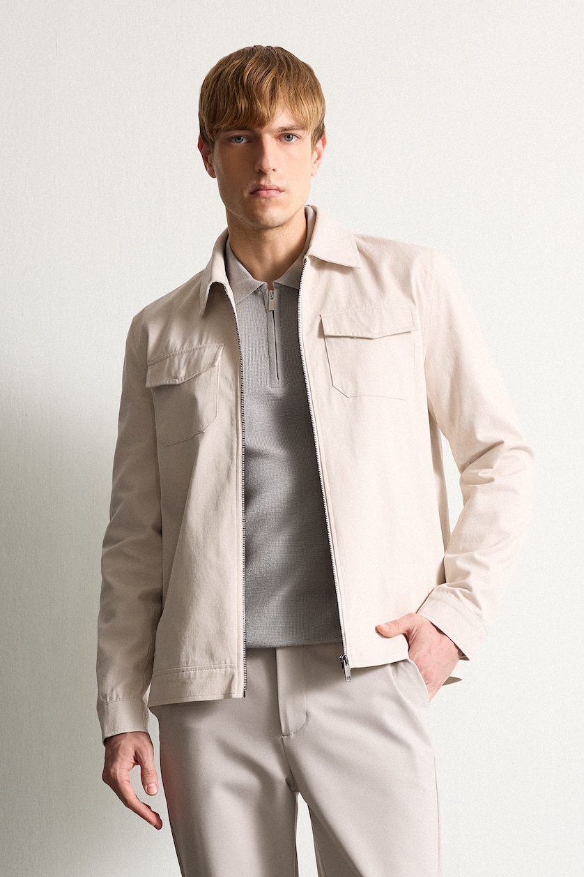 Men Stone Zipper Puffer Jacket