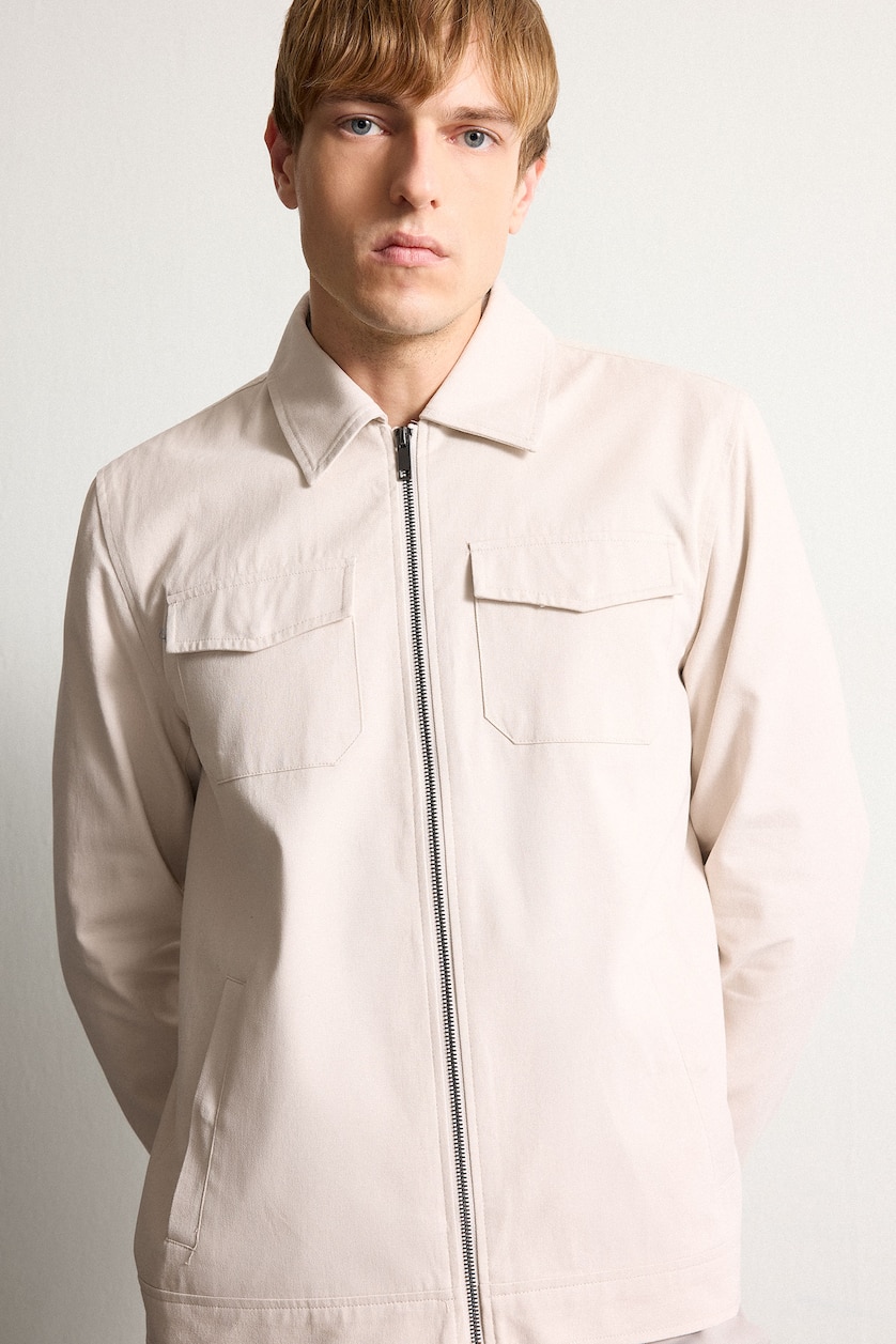 Men Stone Zipper Puffer Jacket
