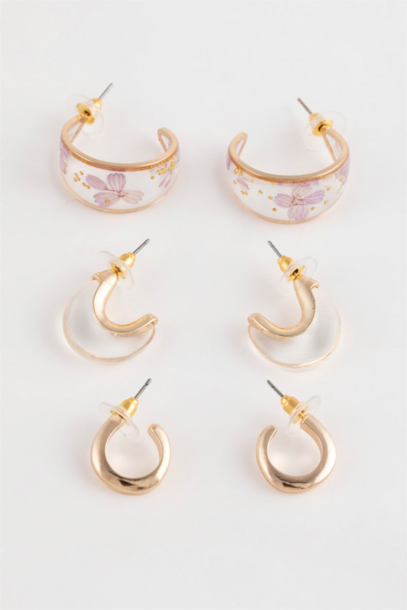 FEMME Karma Lot de 3 paires de Boucles d'oreilles dorées pour femme