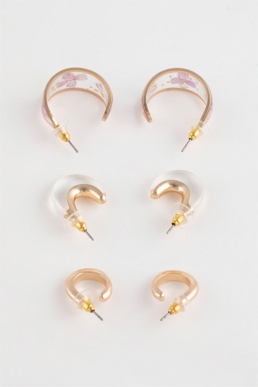 FEMME Karma Lot de 3 paires de Boucles d'oreilles dorées pour femme