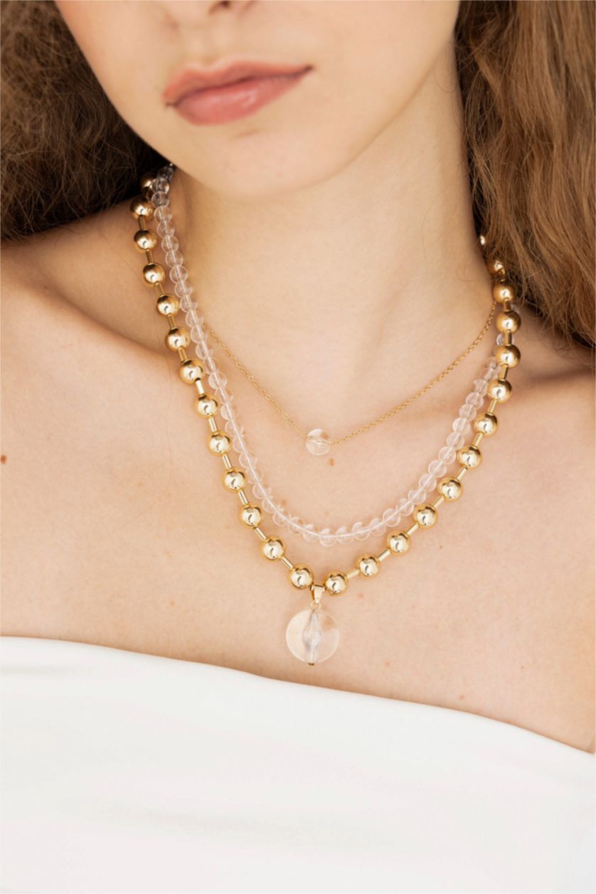 Woman Şeffaf 3 piece Necklace