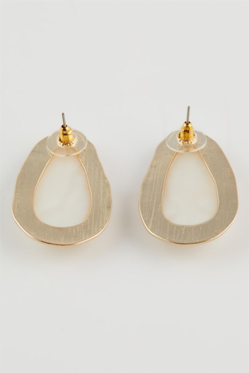 Kadın Beyaz Kadın Beyaz Taşlı Gold Küpe