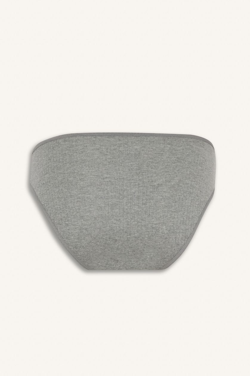 WOMAN Grey Melange Ribbed 3 Piece Panties