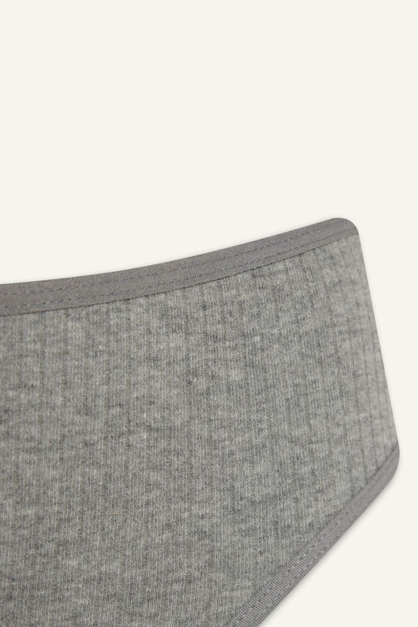 WOMAN Grey Melange Ribbed 3 Piece Panties
