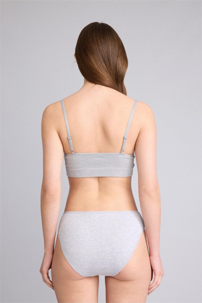 Woman Grey Melange Ribbed 3 Piece Panties