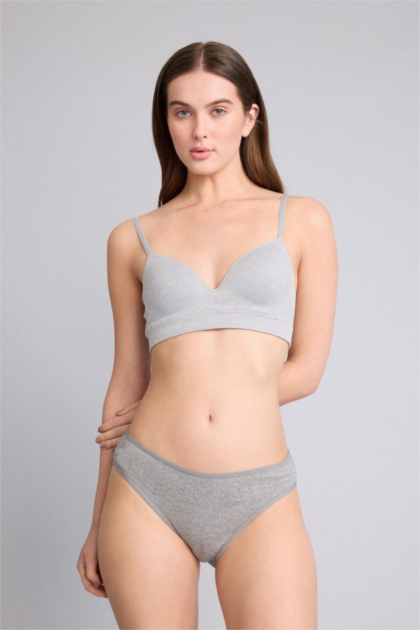 Woman Grey Melange Ribbed 3 Piece Panties