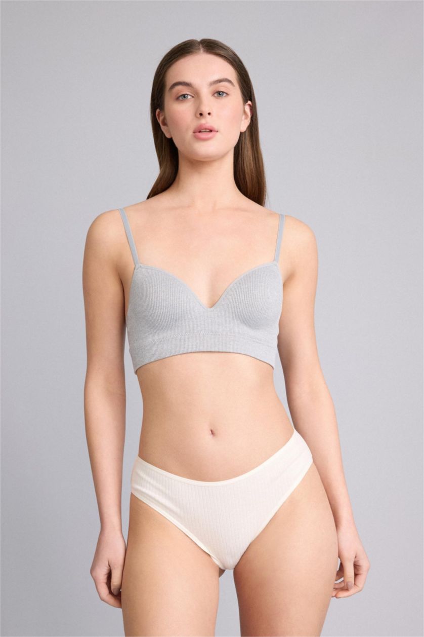 Woman Grey Melange Ribbed 3 Piece Panties