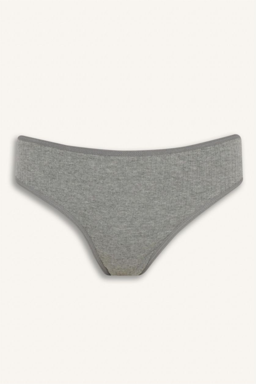 Woman Grey Melange Ribbed 3 Piece Panties