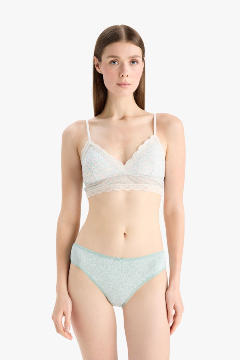 Kadın Açık Yeşil 3'lü Paketli Basic Düz Brief Külot