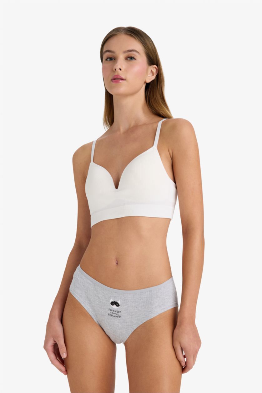 Kadın Gri Melanj Ribana 3'lü Hipster Külot