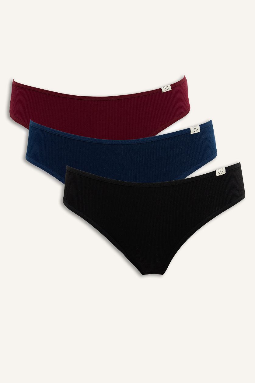 Kadın Lacivert Ribana 3'lü Brief Külot