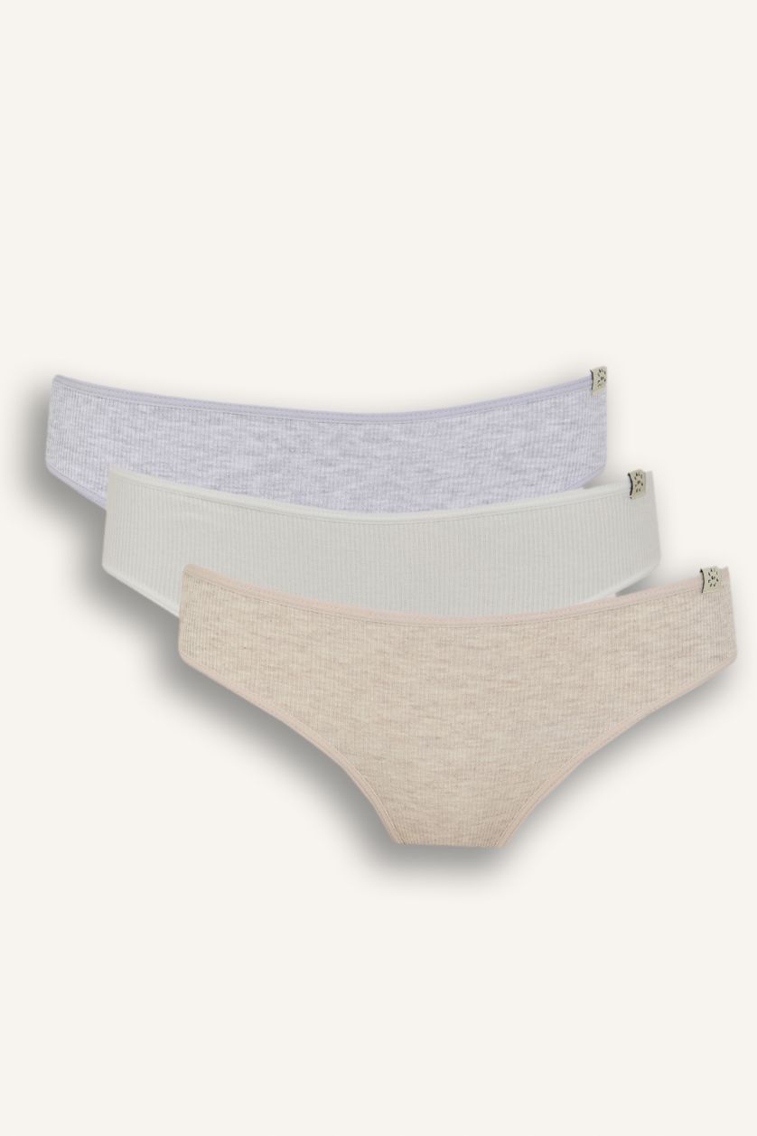 WOMAN Beige Melange Fall in Love Ribana 3 Piece Strap Slip Panties