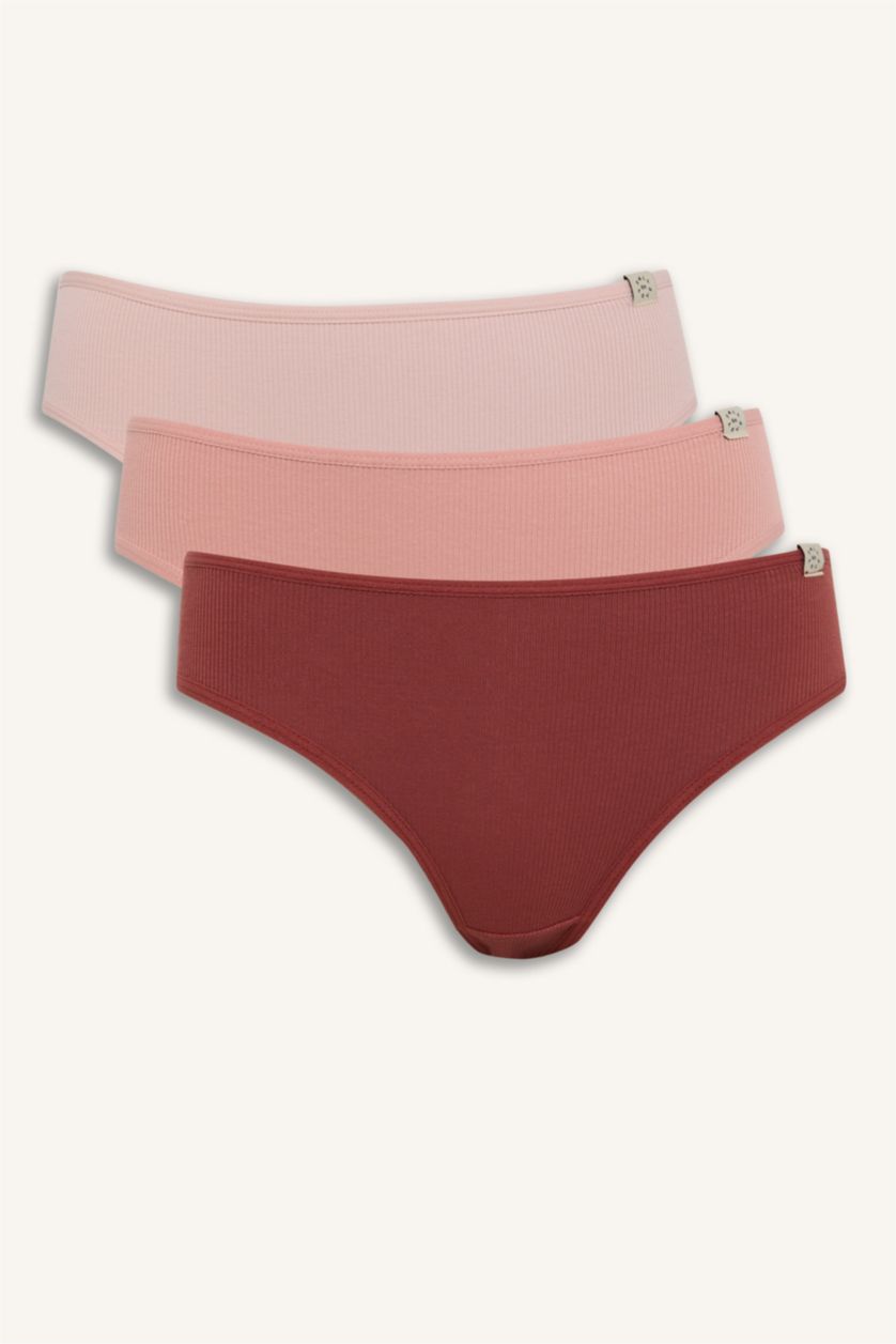 WOMAN Bordeaux Ribbed 3 Piece Slip Panties