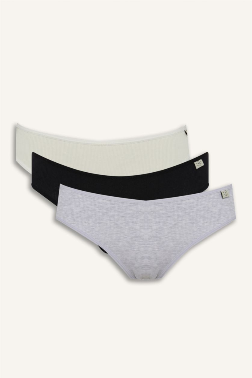 Kadın Gri Melanj Ribana 3'lü Brief Külot-Fall in Love