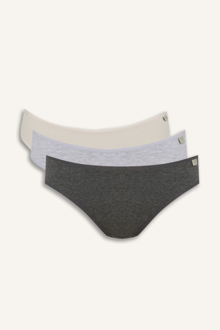 Kadın Açık Pembe Ribana 3'lü Askılı Brief Külot-Fall in Love