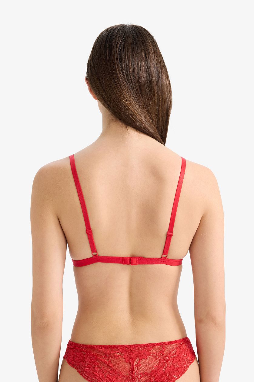 Kadın Kırmızı Dantelli Çıkarılabilir Pedli Kırmızı Bra