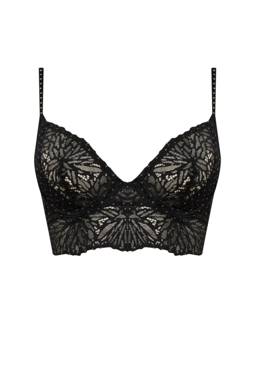 Kadın Siyah Dantelli Telli Siyah Bra