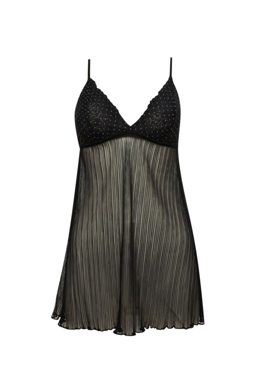 Kadın Siyah Dantel Detaylı Babydoll