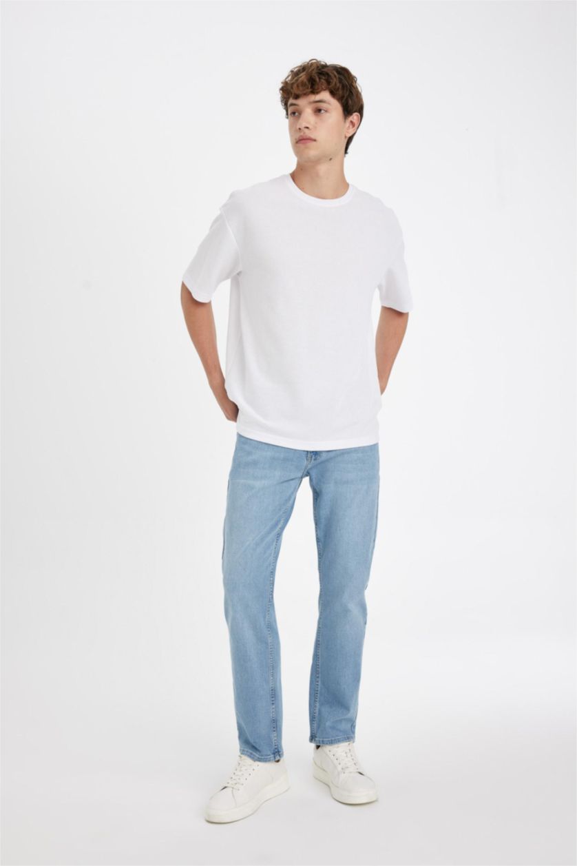 Erkek Açık Mavi Sergio Regular Fit Normal Kalıp Normal Bel Boru Paça Jean Pantolon